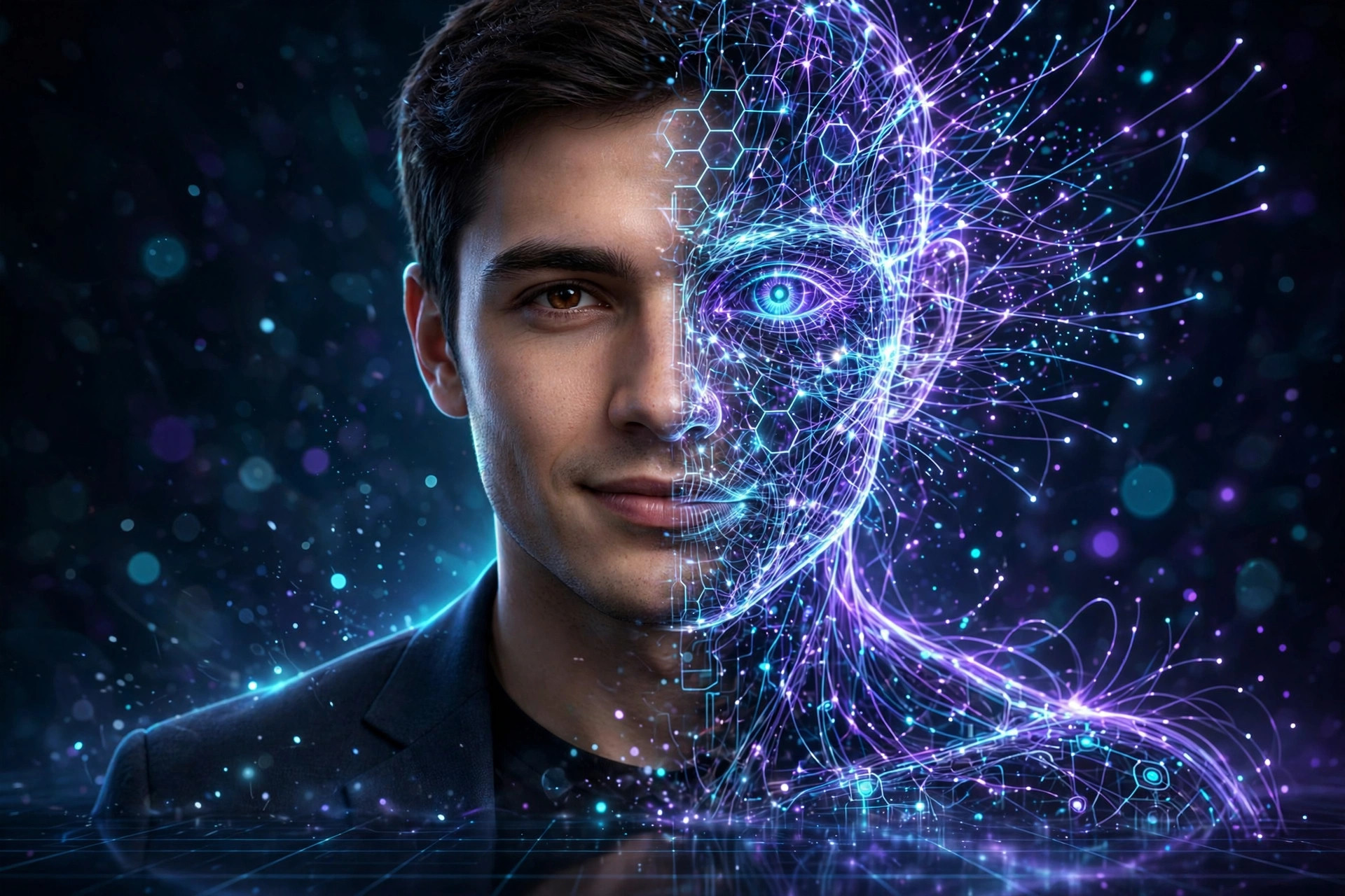 Half-human, half-AI portrait: from AI user to AI professional